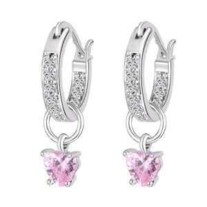 18K♠️+ Swarovski® Diamonds Heart Dangle Hoops